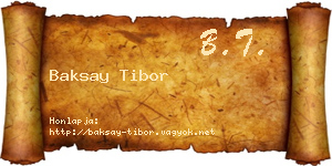 Baksay Tibor névjegykártya